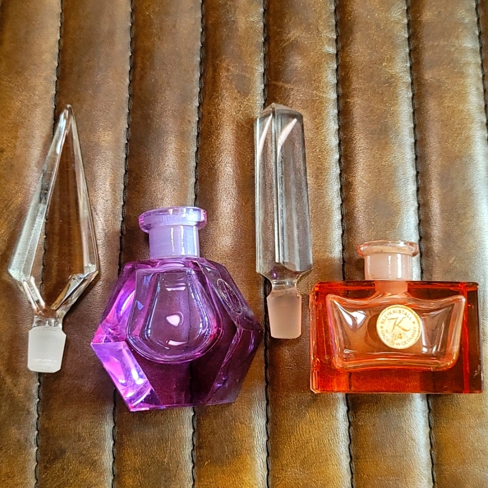 2 vintage Bleikristall perfume bottles